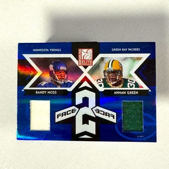 2005 donruss elite green face 2 face blue randy moss /250 jersey card - Picture 1 of 3